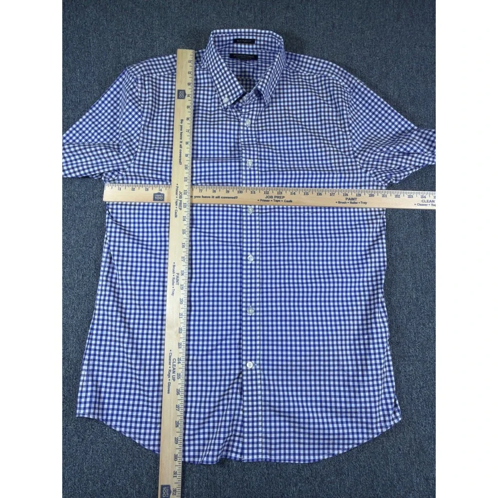 Banana Republic Slim Flex Fit Tech Stretch Cotton Gingham Shirt Blue Large